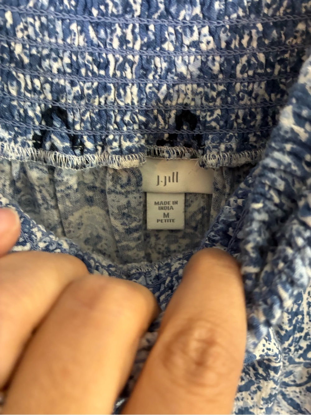 Women’s J Jill Blue & white paisley print Smocked Waist Midi Skirt - Picture 2 of 7